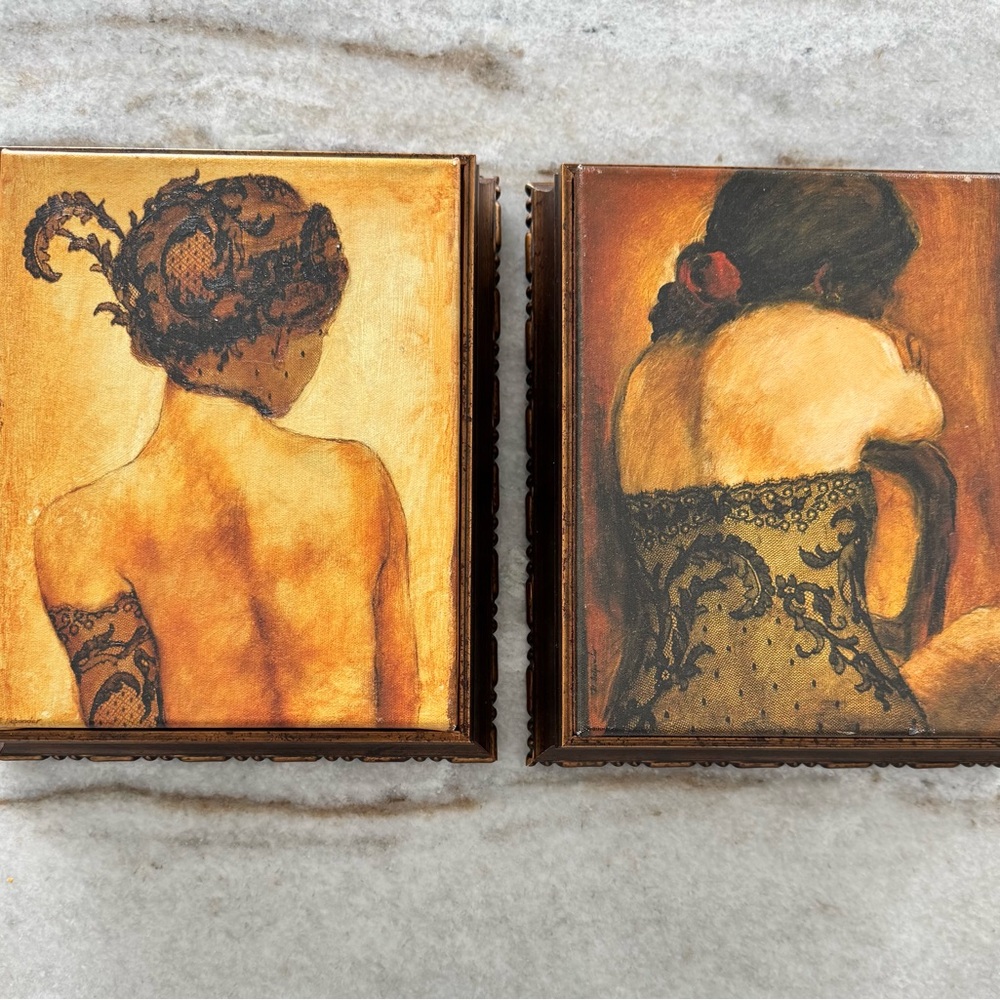 Hand Painted On Canvas  with Lace Detail